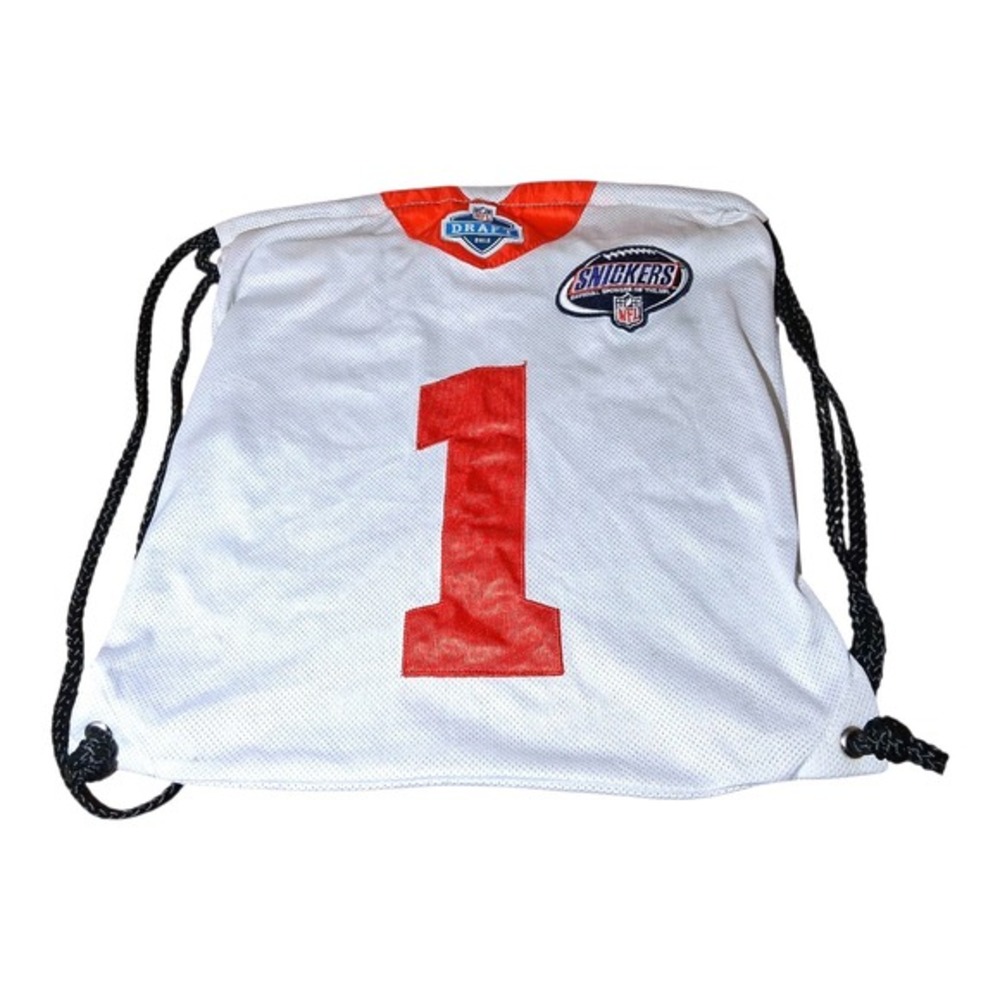 Rare NFL Draft 2012 Snickers White Red Number 1 Drawstring Backpack Bag‎